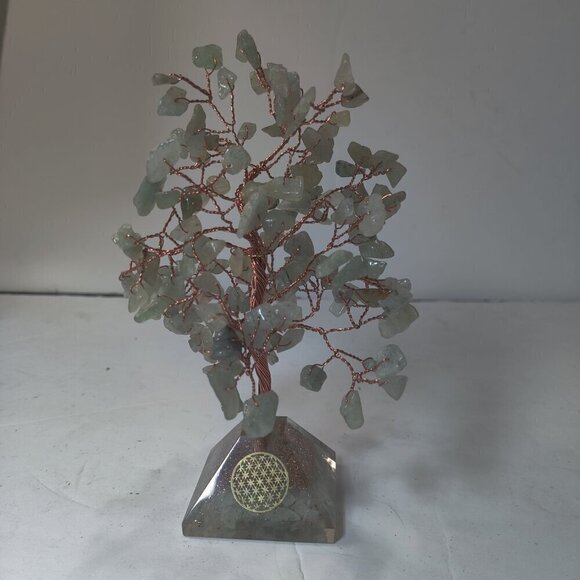 Copper Jade Tree with an organite brass pendant in the pyramid base for focus. - Picture 9 of 9